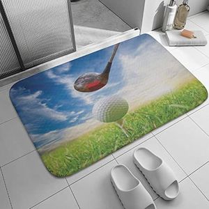 Agriism Laagpolige tapijten kleine matten, golfclubthema macrofotografie print van loft en bal op T-shirt, groenblauw voor buiten 80 x 60 cm