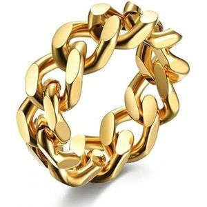 Europa en de Verenigde Staten tij eenvoudige wind fortitanium stalen ketting ring ring instroom van hiphop slijtage persoonlijkheid roestvrijstalen hand sieraden triggervinger (Color : Golden, Size