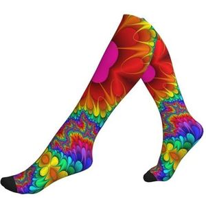 Rainbow Tie Dye-Red Sportsokken, zachte compressieondersteuning voor circulatie en atletische prestaties, ademend comfort., 1 zwart, One size