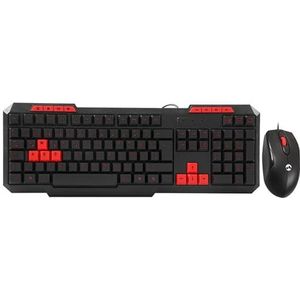 Everest KM-6825 Zwart USB Rode Toetsen Turks Multimedia Toetsenbord + Muis Set