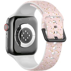 Zachte sportband compatibel met Apple Watch 42 / 44 / 45 / 49 mm (kinderachtige schattige eenhoorn) siliconen armband accessoire voor iWatch