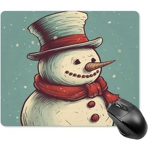 Vierkante muismat, sneeuwpop met sjaal, muismat met antislip rubberen basis, gemakkelijk glijden, gepersonaliseerde toetsenbordmat, gamingmuismatten, desktopbeschermingsmat voor laptop, kantoor,