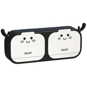 Zeepschotel, Zeeprek, Practical Soap Dish with Hooks, Keep Soap Dry and Tidy,(Double Black)