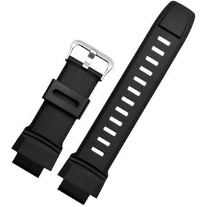 Siliconen Polsband for Casio PROTREK PRG-260/270/550/250 PRW-3500/2500/5100 Vervanging Zwarte Armband 18mm Rubber Horlogebanden (Color : Black Silver, Size : 18mm)