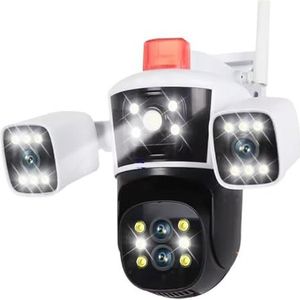 Bewakingscamera, 10X PTZ-zoom Smart Home WiFi-bewakingscamera met vier lenzen Buiten 360 ° panoramisch zichtcamera's 16 MP 8K Video Beveiliging CCTV-track(Cam Add 64G Card)