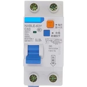 Elektronische aardlekschakelaar 16A 63A 10mA 30mA 1P+N RCCB 230V veiligheidsschakelaar (30mA 1P 1N, 20A)