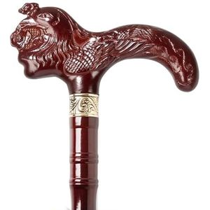 wandelstok， Wandelstok met draken-/fenikskop for mensen een beperking, handgesneden beukenhouten wandelstok, creatief(B,77Cm(Use Height 145 150Cm))