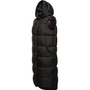 MARIKOO Sayorii Winterjas voor dames, warm gewatteerd vest, lang, met capuchon, S-3XL, zwart, XL