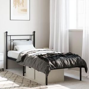 AJJHUUKI Bedden & accessoires Metalen bedframe met hoofdeinde zwart 80x200 cm meubels