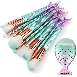 11 schoonheid vis make-up penseel gegradeerde vis tail make-up borstel make-up borstel zeemeermin make-up tool set