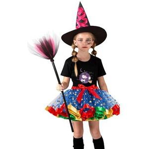 Halloween heksenrok | 3-delig kostuum voor Halloween,Meisjeskostuums en accessoires, heksenrok voor dames Halloween, verkleedkostuum, felle kleuren voor kleine meisjes Bexdug