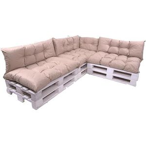 Palletkussen, 7-delige set, een set kussens voor tuinmeubelen, vloerkussen, palletkussen 120 x 60 x 3, zitting + 3 x rugleuning 120 x 40 cm + 1 x 60 x 40 cm (beige)