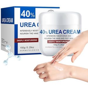 Urea Crème 40% voor voeten, handen, hielen en ellebogen, voetcrème met salicylzuur en hyaluronzuur, intensieve hydratatie voor droge huid, 150 g