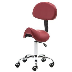Ergonomische Kruk Met Heffunctie, Zadelkruk Met Rugleuning, Zadelstoel Met 360° Draaibaar, Laadvermogen 165 Lbs, For Thuiskantoor, Salonwinkel(Red)
