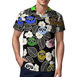 Gekleurde Panda Head Heren Golf Polo-Shirt Zomer Korte Mouw T-Shirt Casual Sneldrogende Tees M