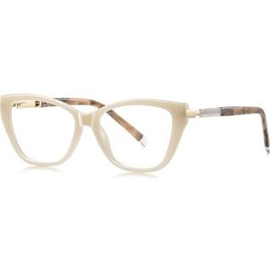 moomoobird Cat Eye Bril voor Vrouwen TR90 Frame Mode Bril Frame Vrouwelijke Trendy Bril, Beige frame