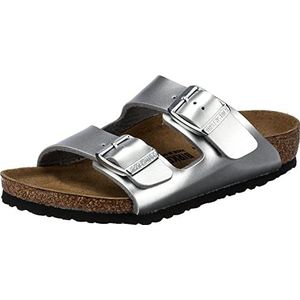 Birkenstock Uniseks Arizona sandalen voor kinderen, open teen, dames, Electric Metallic Zilver, 34 EU Étroit