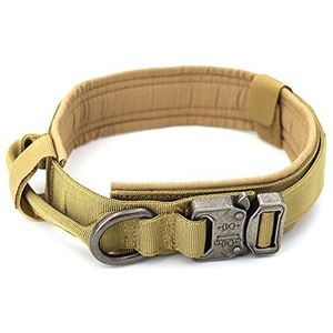 Hondenhalsband Verstelbare tactische halsband en riem Set Bedieningshendel Trainingshalsband voor kleine grote bruine hondenhalsband, XL