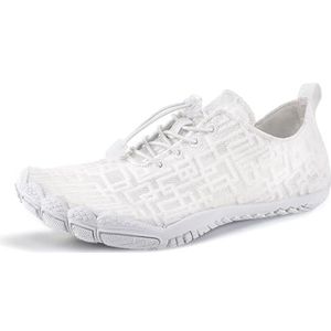 OKESYO Unisex blotevoetenschoenen voor dames en heren, waterschoenen, antislip, trailschoenen, zomer, ademend, fitnessschoenen met brede teenbox, sneldrogend, EU 36-47, Stijl 2 wit, 38 EU