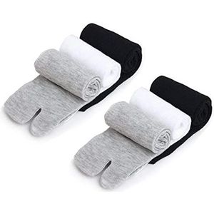 Zonster Japanse stijl sokken elastische katoenen teen sokken split-toe stijlvolle leuke casual teen sokken pak van 3 (zwart) wit + grijs