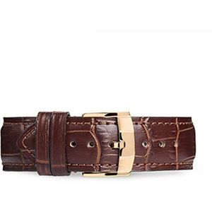 horlogebandjes, lus horlogebandje, Horlogebanden Duurzaam Leer 18mm 19mm 20mm 21mm 22mmhorlogeband Heren Armband Riem (Color : Brown Rose Gold, Size : 21mm)