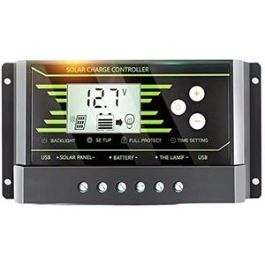 Zonne-laadregelaar, 1 0A PWM Dual USB Max Stroom tot 2,5A Solar Charge Controller met achtergrondverlichting