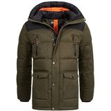 INDICODE JEANS Winterjas 'Krem'  kaki / zwart