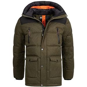 INDICODE JEANS Winterjas 'Krem'  kaki / zwart