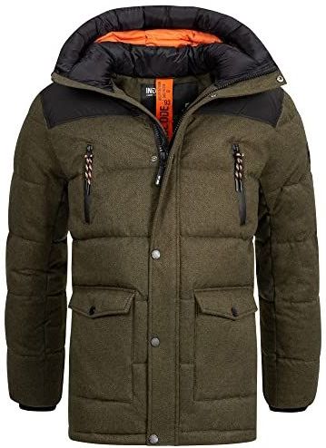 INDICODE JEANS Winterjas 'Krem'  kaki / zwart