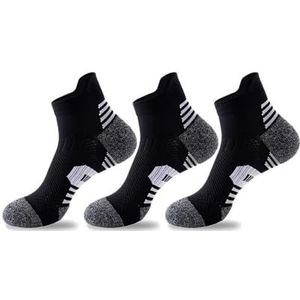 YIJIANUO 3 Paren/partij Heren Sport Sokken Ademend Outdoor Running Basketbal Sokken Mannen Katoen Training Korte Buis Sokken Voor Mannen, zwart en rood., EU38-45