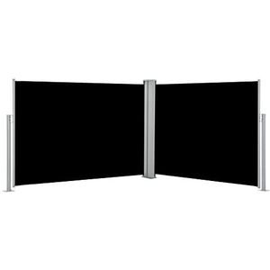 Gecheer Zijluifel, intrekbaar, zwart, 100 x 1000 cm, zonwering, windscherm, rolgordijn, zijluifel, uittrekbaar windscherm, zonwering