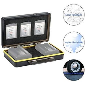JJC Geheugenkaart-etui: 3 XQD-kaarten + 2 batterijen (voor Nikon EN-EL15 EN-EL15a EN-EL15b compatibel met Z6 Z7 D850 D7500 D810A D810 D800E D750 D610 D500 D777 2000 D. 7100 0 D7000)
