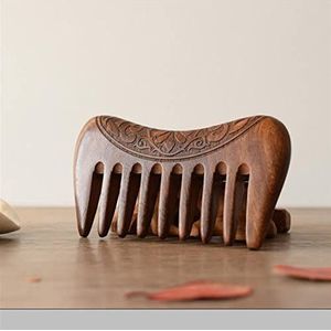 Zwart Goud Sandelhout Kam Statische Ultra-brede Haaruitval Grote Tand Krullend Haar Massage Kam 1Pcs
