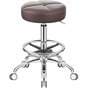 Bruine Rolling Bar Verstelbare Lift Schoonheid, Kapperszaak Stoel met Waterdichte Stof en 360° Draaibare Metalen 5 Klauwen Wielen (Maat: Met Pedalen) Decoration