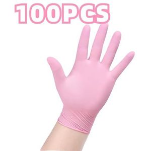 20/50/100 stuks roze nitril handschoenen, huishoudelijk, schoonmaken, keuken, koken, dierenverzorging, schoonheid, nagels, multifunctioneel gereedschap(Light Pink-100PCS,M)