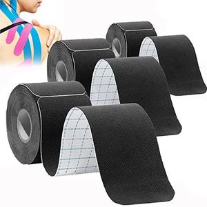 ANAMPION Kinesiologie Tape prefabriceerd,3 rollen 5cmX5M waterdichte elastische spieren, training tape, knieën, schouders en ellebogen