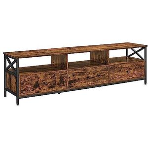 VASAGLE TV-meubel, lowboard voor TV's tot 75 inch, TV-tafel met 3 laden, 40 x 178 x 50 cm, industrieel ontwerp, stalen frame, vintage bruin-zwart LTV302B01