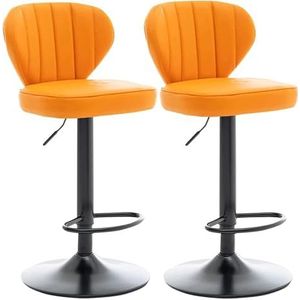 Barkrukken Set van 2 draaistoelen, barstoelen van PU-leer met metalen poten, in hoogte verstelbare barkrukken, keukenkrukken in minimalistische stijl, Keuken (Color : A)