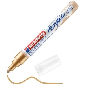 edding 5100 acrylmarker medium - goud - 1 acrylstift, watervast - medium ronde punt 2-3 mm - acrylverf voor schilderen op canvas, hobbypapier en hout - acrylstiften voor stenen