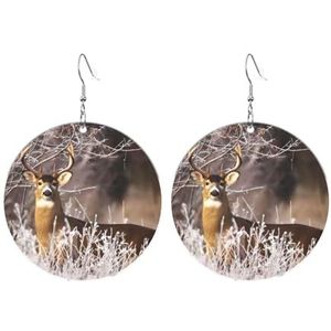 CRJSYCBYB Gratis Whitetail Herten gedrukt Ronde Acryl Oorbellen Lichtgewicht Dangle Oorbellen, Eén maat, Acryl