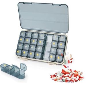 Pill dispenser Pill Box Organizer 4 Times A Day, 7 Day Medicine Container With Cover, For Daily Travel Pocket, Easy Open (Size : 4 times a day -blue)