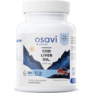 Osavi Norwegian Cod Liver Oil Softgels, 1000mg (Lemon) - 60 softgels