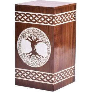 Palissander Urn voor menselijke as - Levensboom houten kist - gepersonaliseerde crematie-urn voor as, handgemaakte grote houten urndoos (L(11,25 x 6,25 cm) 250CU, palissander wit)