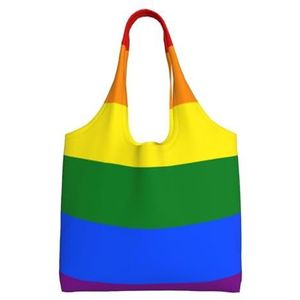BEEOFICEPENG Schoudertas, Grote Canvas Tote Bag Tote Purse Casual Handtas Herbruikbare Boodschappentassen, Gay Pride LGBT Regenboog Vlag, zoals afgebeeld, Eén maat