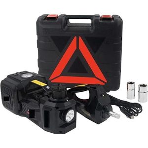 12V 3 in 1 elektrische auto krikset 5Ton elektrische hydraulische krik met slagmoersleutel compressor LED-licht draagbare hefgereedschap for auto(Nero)
