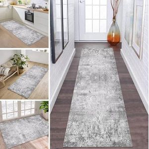 ZDYHMrj Tapijtloper voor gang, lang, keukentapijt, antislip, wasbaar, tapijtloper, grijs, hal, 110 x 350 cm, tapijtmatten, duurzaam, slaapkamer, woonkamer, per meter keukenloper, aanpasbaar