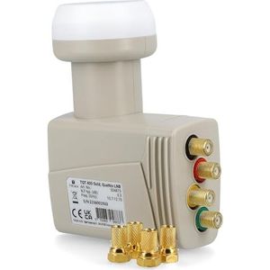 Triax TQT 400 Gold Quattro digital 4K LNB, alleen geschikt voor multischakelaar multischakelaar, geen directe aansluiting mogelijk, satellietschotel satellietantenne + 4x Anadol F-stekker