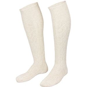 Piarini Klederdrachtkniekousen voor heren, kniekousen, kousen, vlechtpatroon, in landelijke stijl, gemêleerd, wit-natuur, Natuurlijk gemêleerd, 39-42 EU