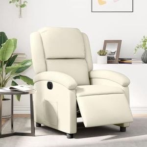 Rantry Mobili Elektrische ligstoel, crème van kunstleer, massagestoel, relaxstoel, massagestoel voor het hele lichaam