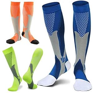 3 paar compressiekousen voor mannen en vrouwen circulatie, 15-20 mmHg, kniehoge compressiesokken, beste ondersteuning voor verpleegkundigen, atletisch, hardlopen, fietsen, vliegen, reizen,